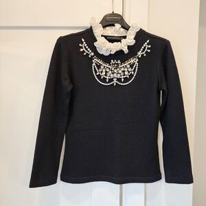 Ermanno Scervino Wool, Silk & Cashmere Crystal Neckline Jumper size 40